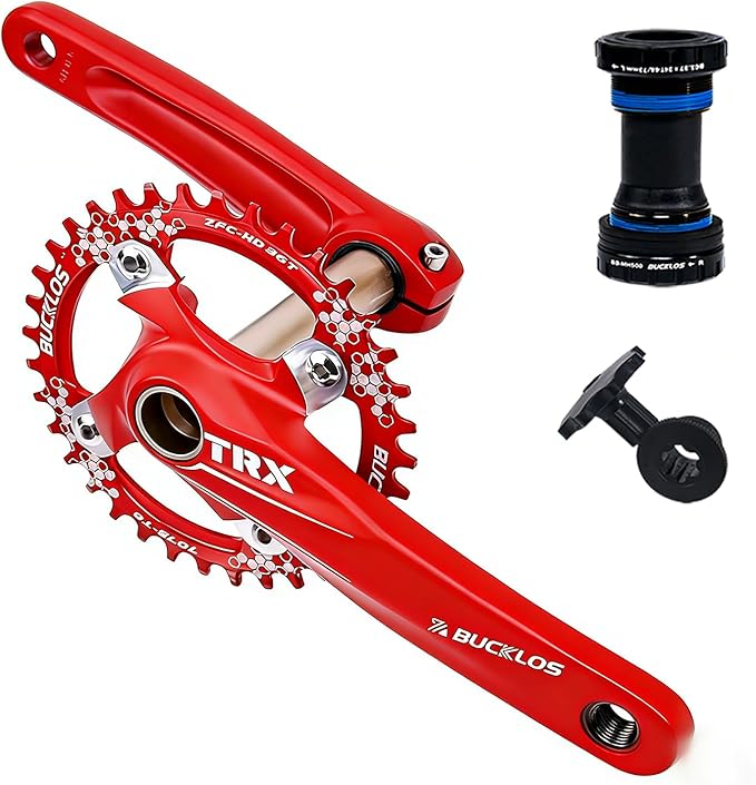 BUCKLOS IXF 104 BCD 30T-38T 170MM Mountain Bike Crankset, Hollow Integrated MTB Crank Set, Aluminum Alloy Crankset Round Oval Narrow Wide Chainring with Bottom Bracket Bolts Fit Shimano/FSA Gaint
