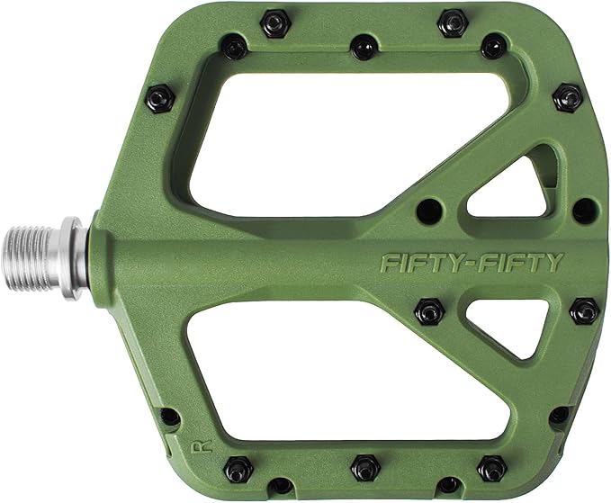 FIFTY-FIFTY Mountain Bike Pedals, Non-Slip MTB Nylon Composite, 9/16" Bicycle Pedals, Lightweight and Wide Flat Platform