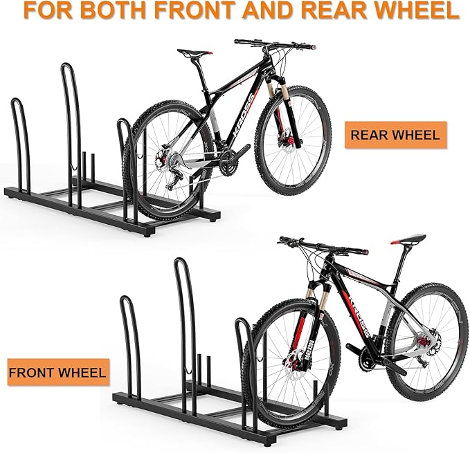 CXWXC 3/5 Bikes Stand Rack - Bike Storage Parking Racks Indoor/Outdoor - Bicycle Stand Garage for Parking Mountain Road Hybrid Bike, Fits Wheels up to 2.4" (on floor for 3 bikes)