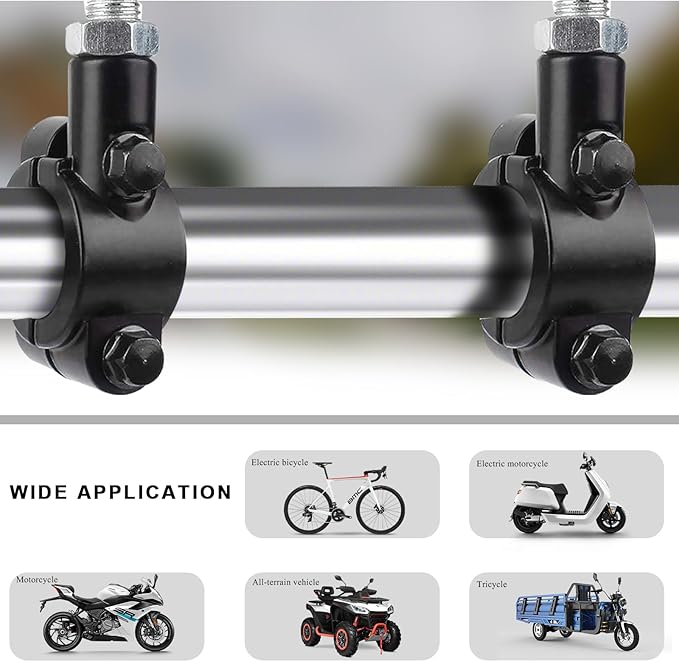 2PCS Motorcycle Mirrors Mounts, 7/8" Handlebar Mirror Mount Clamp Adaptor with 8mm Thread, Aluminum Alloy Rearview Mirror Bracket Clamp for Motorcycle Dirt Bike Scooter