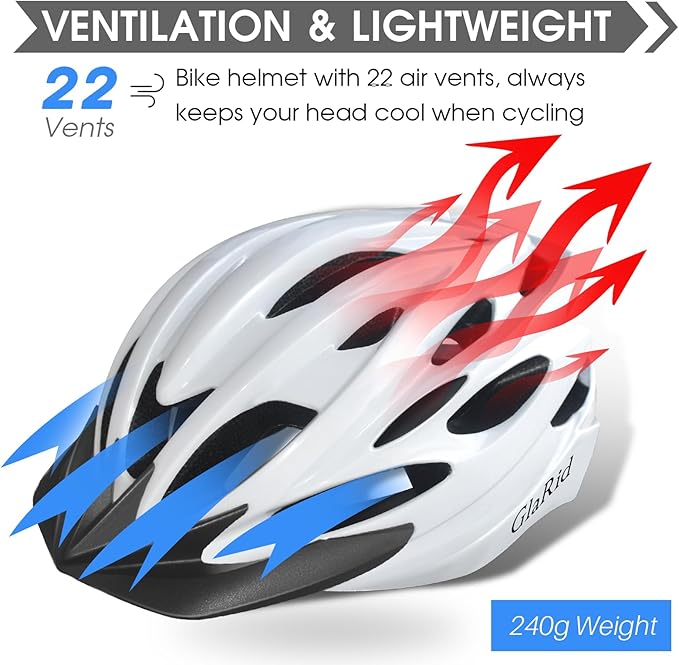 Bike Helmet for Adult Men and Women, Suggested Fit 21.6 to 24inch, Removable Liners, Lightweight Road Mountain Cycling Safety Sports Helmets with Detachable Visor