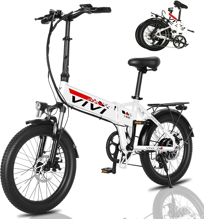 Vivi Electric Bike, 20" 500W Folding Electric Bike, 21.7MPH Adult Electric Bicycles with Removable 48V 374.4Wh Battery, Up to 50Miles Range, Cruise Control, Shock Absorber, SGS Certified to UL2849