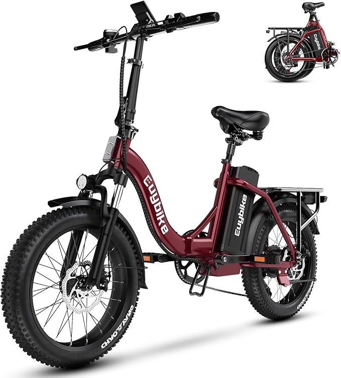1000W Folding Electric Bike,48V 20AH Removable Battery E Bike,30+MPH,80 Miles Max Range Electric Bike for Adults,20" Fat Tire Foldable ebike,Adult Electric Bicycle for Commute Beach Snow