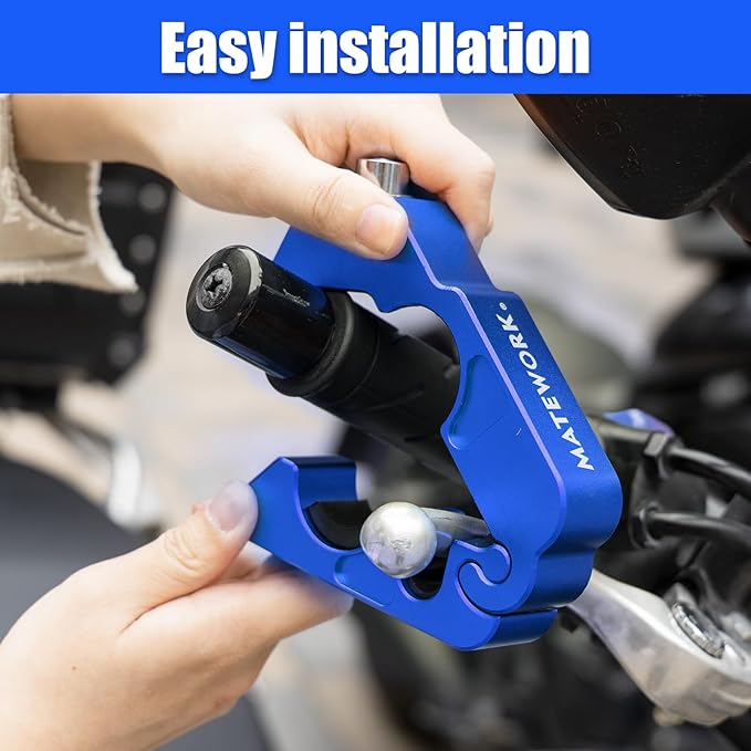 Motorcycle Lock Anti Theft Heavy Duty, Motorcycle Handlebar with Helmet Lock, Universal Motorcycle Blue