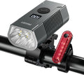 Bike Lights for Night Riding, USB Rechargeable Mountain Bicycle Headlight, Super Bright, Waterproof, 6+4 Light Modes Bike Light Set for Cyclists and Commuters
