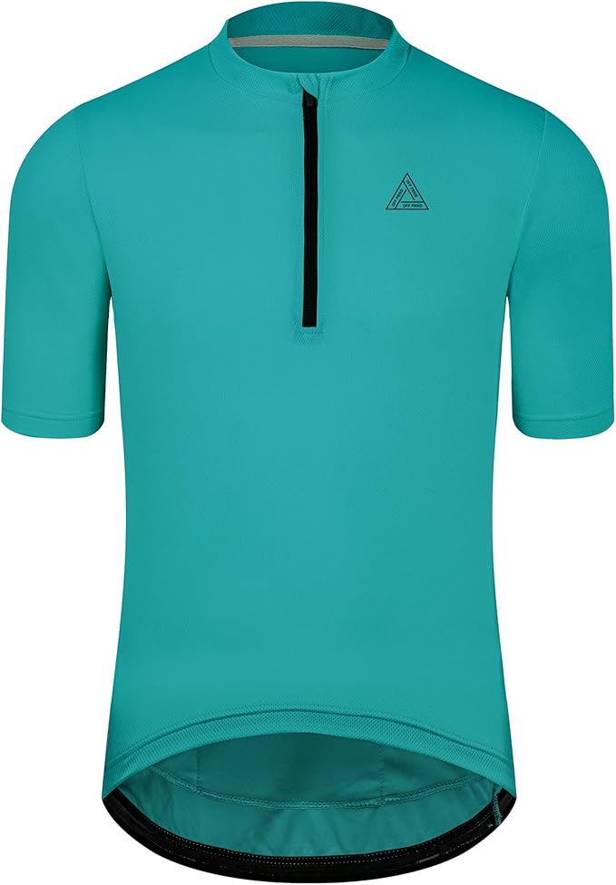 Men's Cycling Jersey Short Sleeves Bike Jersey 1/3 Zipper Solid Color Club Fit, Biking Cycling Shirt Zipper Pocket