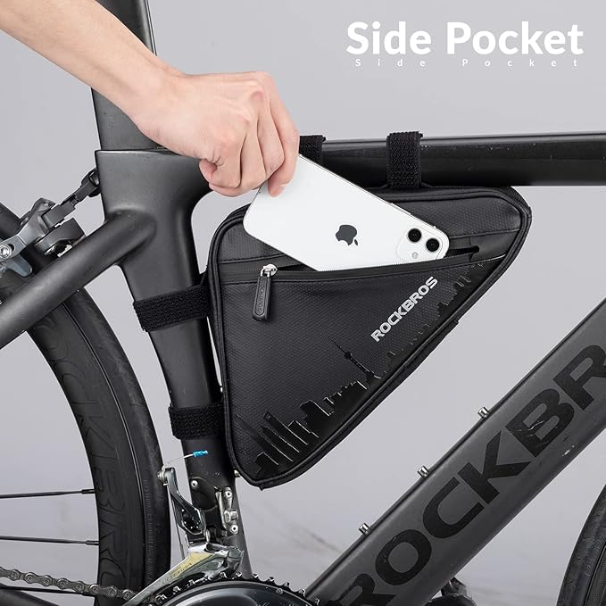 ROCKBROS Bike Triangle Frame Bag, Bike Triangle Bag, with Two Side Pockets, 1.5L