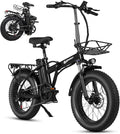 EBKAROCY 750w Folding Electric-Bike for Adults Electric with 48V 15AH Removable Battery, 30MPH & 68+Miles, 20" Fat Tire for City/Beach/Snow