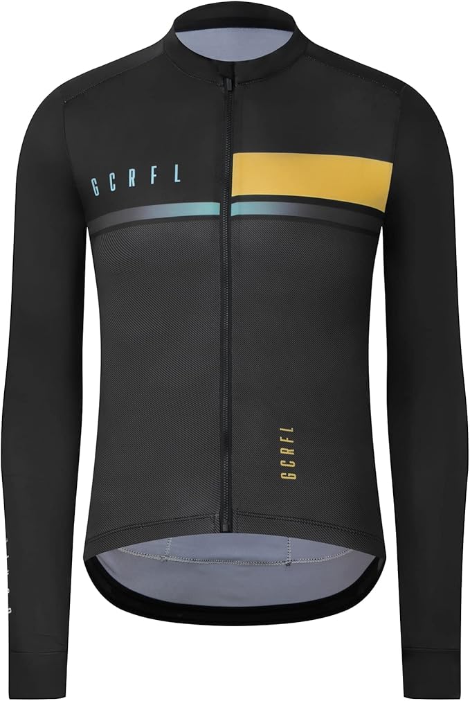 GCRFL Men's Cycling Jersey Long Sleeves Road Bike Jersey Shirt Cycling Tops, Zipper Pocket Lightweight PRO Race Fit UPF 50+