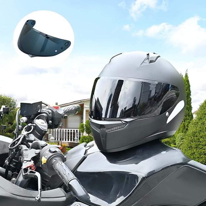 HJ-34P Visor Shield Replacement,HJC C10 Motorcycle Helmet Visor Compatible with HJ-34P HJC C10 UV Protection (Deep Black)