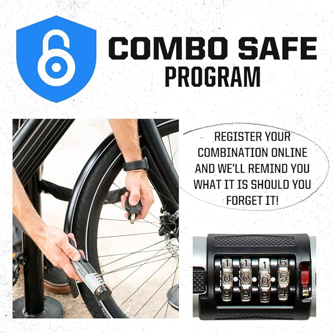 Kryptonite Combo Bike U-Lock Standard, Anti-Theft Security Bicycle Lock, 12mm Steel Shackle, 4-Digit Resettable Combination U Lock for Scooter Road Mountain Bikes