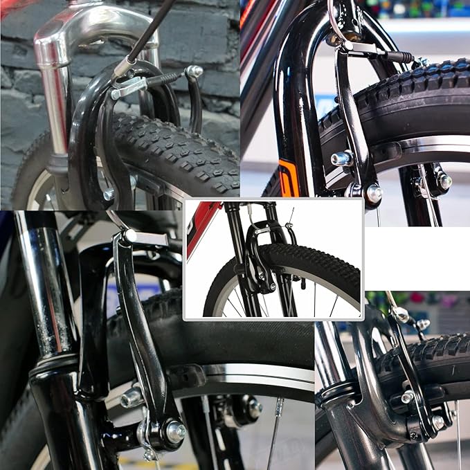 EATAKWARD 2 Pairs Bike Brake Set, Universal Complete V Bike Brakes Set for Most Mountain Bicycle, Including Road Bike Brakes Cables, Front Back Wheels End Caps,End Ferrules-Black