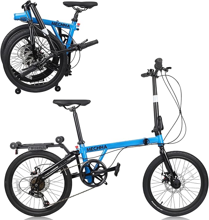 WEEROCK 20 Inch 3-Fold Bike, 7 Speeds Foldable Bicycle, Lightweight Easy to Carry Steel Frame Folding Bicycles for Men Women Adult