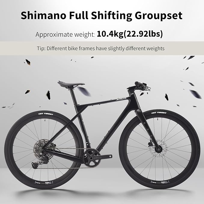 SAVADECK Carbon Gravel Bike - T800 Carbon Frame & Fork | Shimano U6000 11-Speed Groupset | Hydraulic Disc Brakes | 700CX40mm All-Terrain Tires | Men & Women Road/Off-Road Bicycle