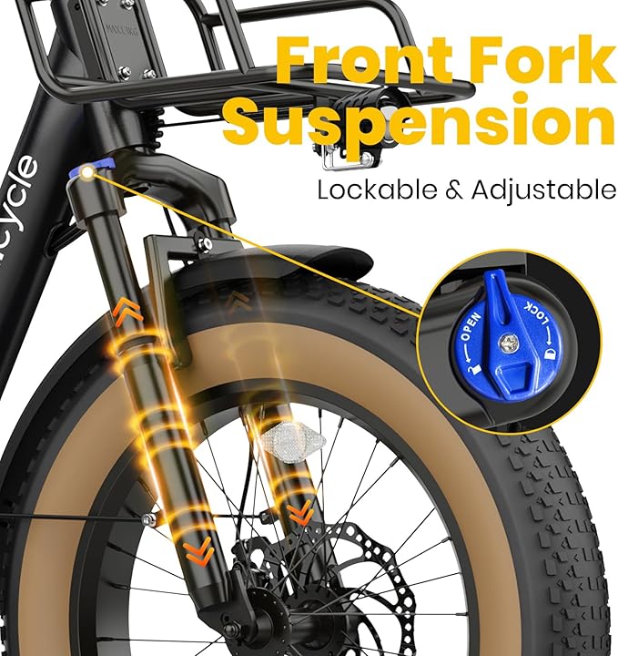 Upgraded Electric Bikes for Adults with 750W/1500W Peak Motor 20" Fat Tire E Bike with 28 MPH 90 Miles Max Range 48V Removable Battery EBike Electric Bicycle Commuter Ebikes