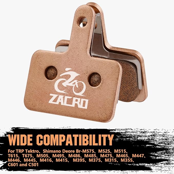 Zacro 2/4 Pairs Bike Brake Pads, Ceramic Bicycle Disc Brake Pads Fit for Tektro Shimano TRP Deore Br-M575 B01s Mt200 M525 M515 T615 T675 M505 M495 M486 M485, Mountain MTB Ebike Brake Pads Replacement