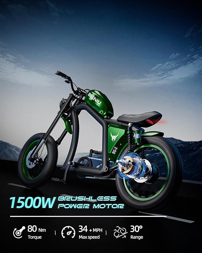 BG-X Electric Bike for Adults 1500W Brushless Motor with 48V/31.5Ah Battery, 34+ MPH Up to 40 Miles Range 20" *5" Fat TireFront/Rear Turn Signal, Dual Suspension
