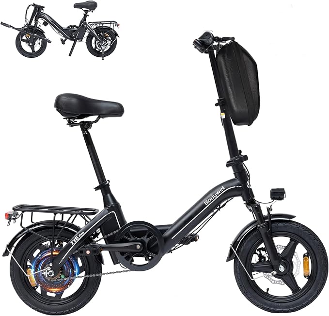Bodywel Electric Bike for Adults, 14"/16''/20'' Ebike for Commuting, 750W/1500W Peak Motor Electric Bicycles, Foldable EBikes for Adults and Teens