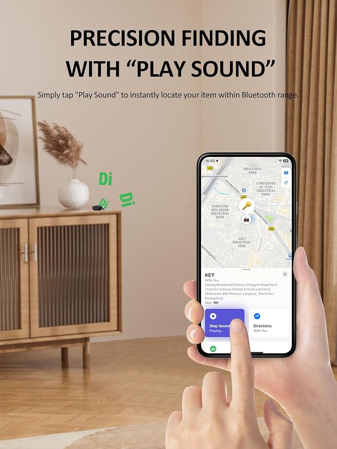 Tracker Tags for Android & iOS, Key Finder Tracking Device Smart Tracker Tag for Luggage, Wallet, Bike, Bags - Both Works with Apple Find My & Google's Find Hub - 2 Pack