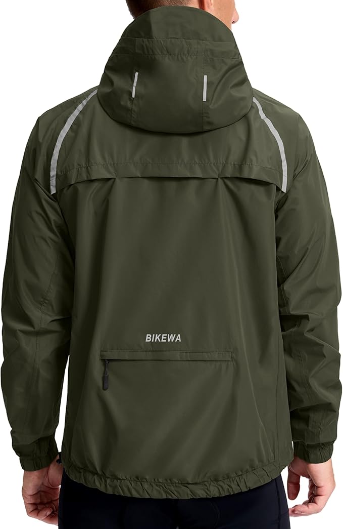 Bikewa Men's Cycling Rain Jackets Waterproof Running Bike Windbreaker Lightweight Packable Hooded Jacket