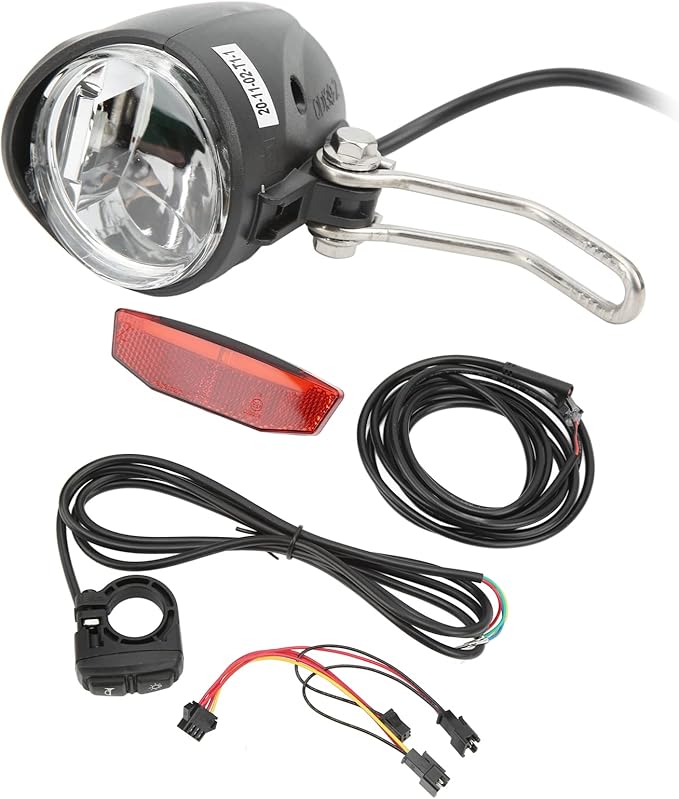 3 in 1 Ebike Headlight and Tail Light Sets, 12V to 72V Front Rear Warning Lights Kit, Double Switch, 4 Bright LED Beads, Safety Riding Warning Kit for Night Cycling