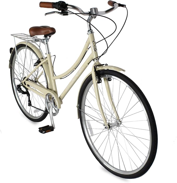 MICARGI 24/26 Inch Adult Cruiser Bicycle Hybrid Bike 1/7 Speeds Commuter Bike for Women, Men, Seniors,Step-Through or Step-Over Bike Steel Frame Multi Colors Style