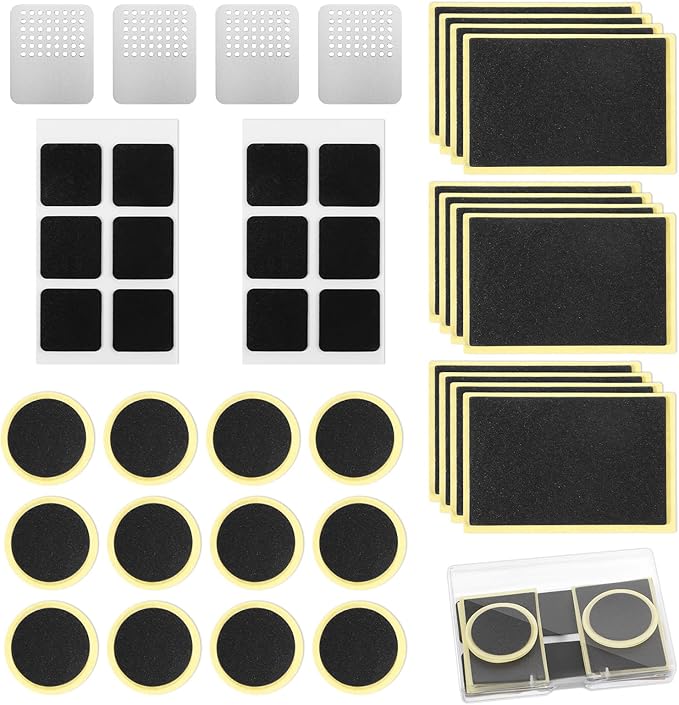 40 Pcs Bike Tire Repair Kit Includes 36 Pieces Glueless Bike Tube Patches Bicycle Tire Patch Kits Metal Rasp Puncture Patches Kit for Motorcycle BMX Cycling MTB Road Mountain Bikes