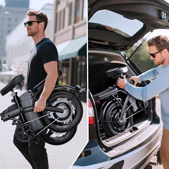 Electric Bike for Folding Adults, 14" Commuter 500W Ebike 35 Miles Range & 23MPH, UL2849 Certified Foldable E-Bicycle with Removable Battery, Dual Disc Brakes