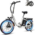 Electric Bike for Adults 48V 32Ah（1536Wh） FW11 20” x 3.0” Long Range 28MPH Folding E-Bike Men Women Fat Tire Mountain Foldable Step-Thru Ebike City Urban Commuting Bicycles UL 2849 Certified