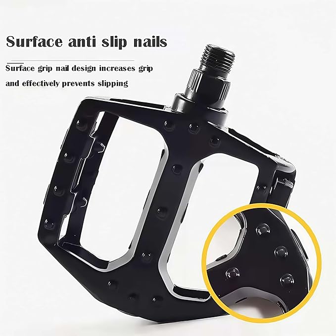 Aluminum Bike Pedals for Adult, Bicycle Flat Pedal Compatible Only 9/16 Inch Thread with Reflectors-Lightweight
