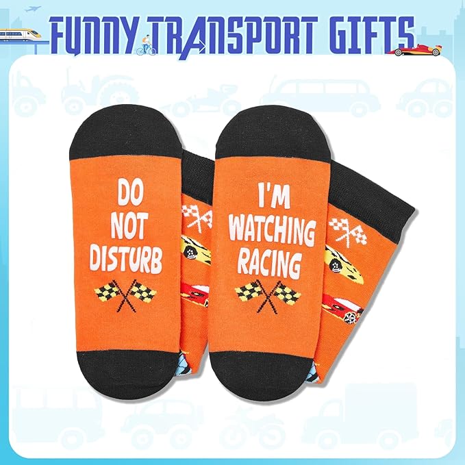 Zmart Transportation Gifts for Adult - Train Race Car Truck Bicycle Motorcycle Socks for Men
