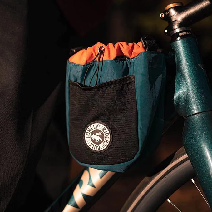 ULAC NEO PORTER C-HOLD Bike Feed Bag for Top Tube, Handlebar, Stem and Saddles (Navy-Orange, Large)