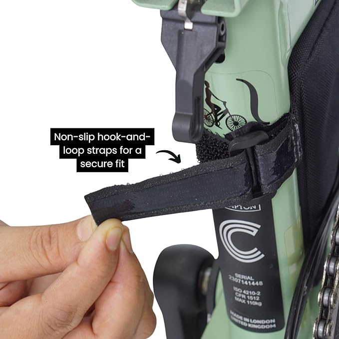 Vincita Boomerang Bag 3.0 – Frame Bag for Brompton Bike (A, C & P Line) – Anti-Slip Slim Tool Pouch with Magnetic Mount – Detachable Straps & Bright Lining – Fold-Compatible Storage (Brown)