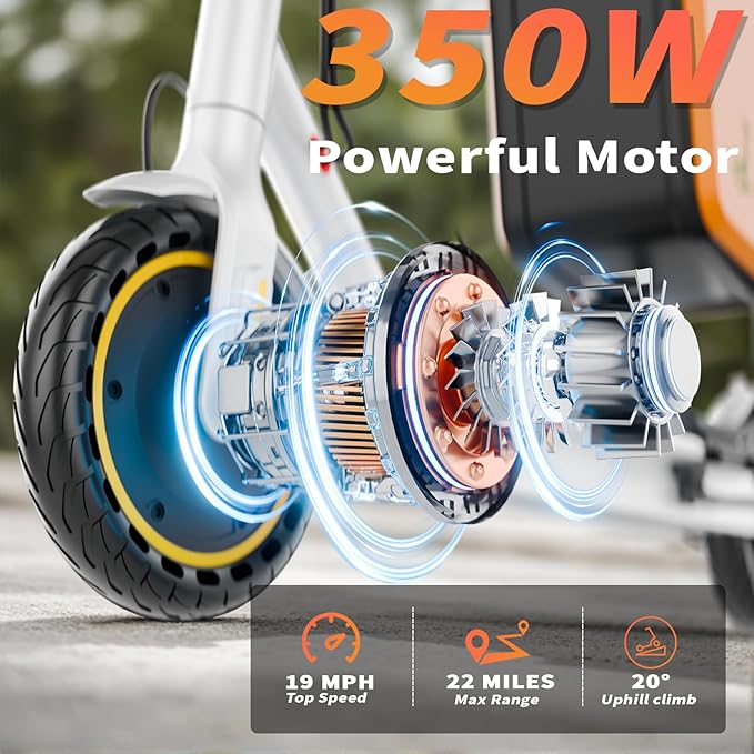 8.5" E Scooter for Adults 19/22 MPH 350/500W Motor 187.2/288.6/441WH Battery, Motorized Scooter Up to 22 Miles Range, Foldable Bearing 265 LBS/APP Control