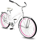 Tracer Nova Beach Cruiser Bike for Women,26 Inch Wheels,Hi Ten Steel Frame,1 Speed,Coaster Brake,Hybrid Bike for Adults,Complete Cruiser Bikes,White