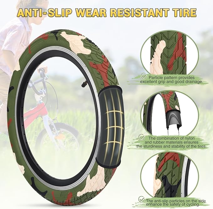 ZUKKA 20 x 2.35 Bike Tire 1/2 Pack 20 inch x 2.35 BMX Bike Tire Folding Replacement Tire for MTB Mountain Bike, BMX Bicycle Commuter Bike
