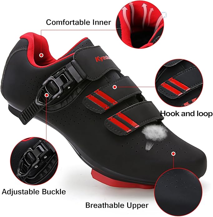 Mens Womens Cycling Shoes Compatible with Pelaton Bike Shoes Road Bike Shoes Riding Bicycle Pre-Installed with Delta Cleats Clip Indoor Outdoor Pedal