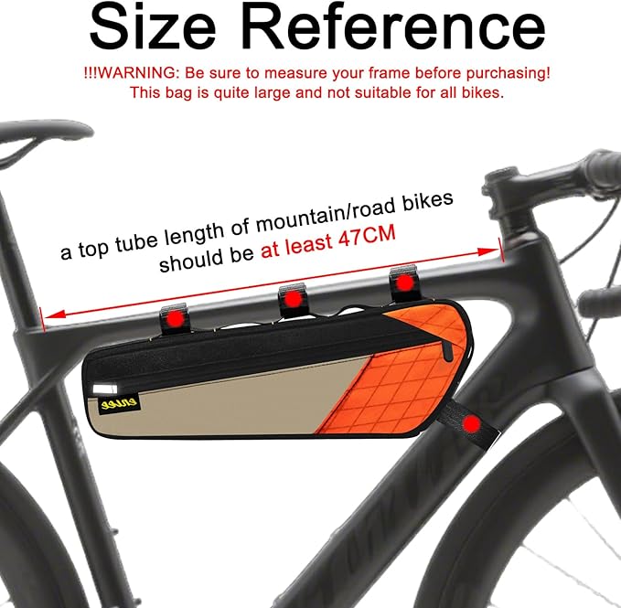 ENLEE Bike Frame Bag, 2.5L Large Bicycle Frame Bag, Waterproof & Lightweight Triangle Bike Bag Perfect Storage Tool/Phone For Mountain Road Gravel Bike, Easy Installation With Straps, Orange
