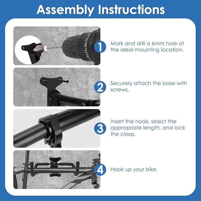 Bike Rack Garage, Bike Wall Mount, Bike Wall Mounted Holder Hook, Heavy-Duty Adjustable Bike Wall Rack, Hang Your Road, Mountain or Hybrid Bikes in Garage or Home, With EVA Foam Padded (2 Pack)