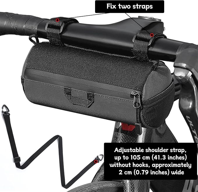 Bike Handlebar Bag,Bicycle Cycling Handlebar Bag,Bike Front Bag,Front Biking Storage Bag,Bike Front Pouch Handlebar Bags for Bicycles,Waterproof Shoulder Straps Reflective for Road/Mountain Bikes