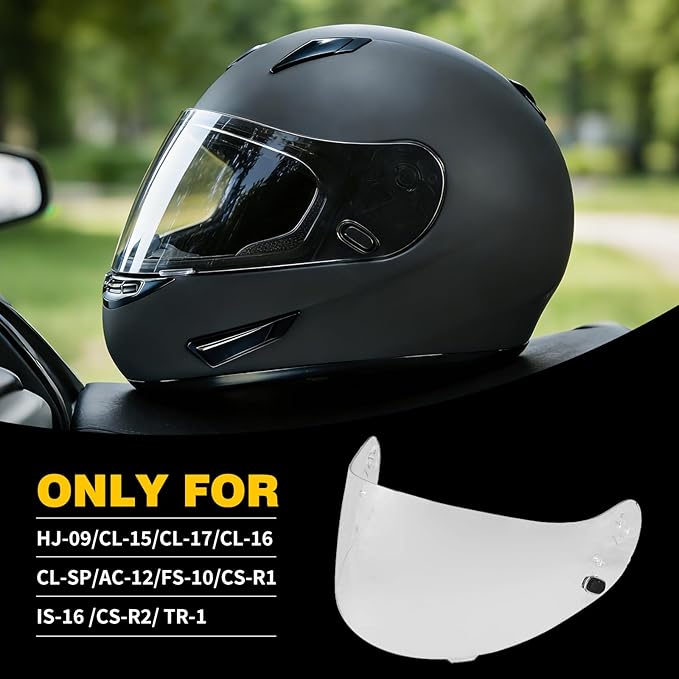 HJ-09 Helmet Visor Face Shield Compatible with CL-15/ CL-16/ CL-17/ CL-SP/AC-12 /FS-10/ CS-R1/ IS-16/ CS-R2/ TR-1 (Clear)
