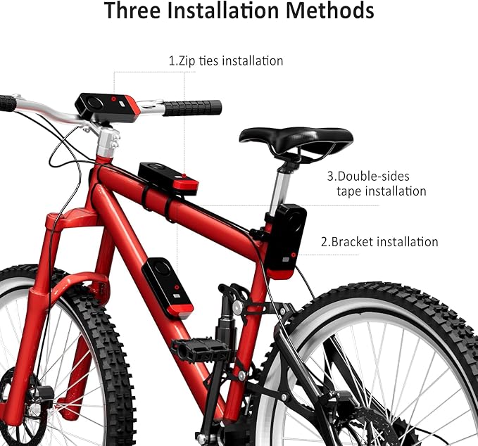 Bike Alarm for eBike, 120dB Anti-Theft Alarm with Remote for Bicycle/Electric Scooter/Motorcycle/Moto, Wireless Motion Vibration Sensor Antitheft Alert System with Warning Light