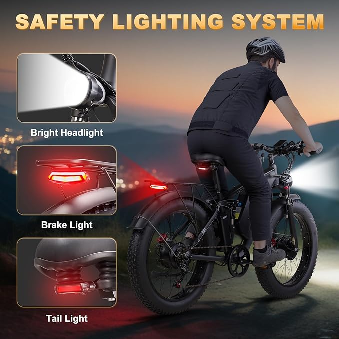 8000W Dual Motor Electric Bike for Adults 45MPH - Fast E-Bike with 52V 34Ah Battery Up to 105 Miles ,24"*4.0" Fat Tire E Bikes,Full Suspension Electric Bicycle for Snow Mountain Off-Road Commuter