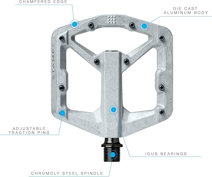 Crankbrothers Stamp Flat MTB Pedals - Size-Specific, Lightweight, Versatile, Durable Bike Pedals