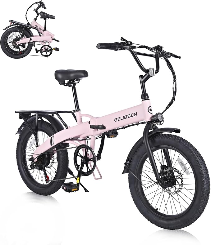 Folding Electric Bike for Adults, 20"×3.0 Fat Tire Electric Bicycle, 374.4Wh Battery Ebike, 20MPH Electric Cargo Bike with LCD Color Display & 6 Speed Gears (Fits for 5'0"+)
