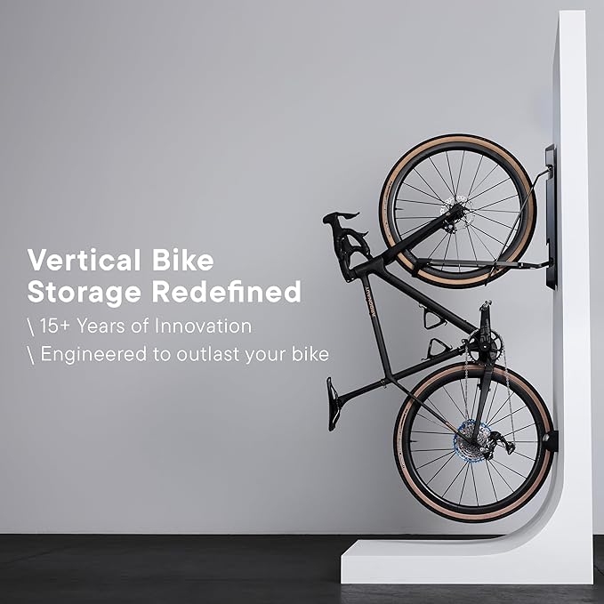 Steadyrack Bike Rack for Road Bikes - The Original Wall Mounted Vertical Bike Storage - Fits Narrow Tires - Space Saving Pivot Design - Heavy-Duty Steel Rack for Indoor Garage, Apartment or Home Use