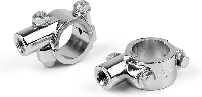 MAH HORNETS Handlebar Rearview Mirror Mount 1.0 Inch (25mm Diameter) Holder Clamp - Aluminum Motorcycle Bike Handle Bar 10mm Thread Mount Adaptor Chrome (2Pcs)