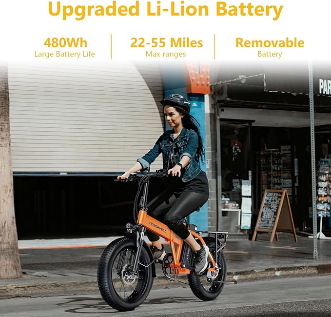 1000W Folding Electric Bike, 48V 20AH Large Removable Battery E Bike, 30+MPH, 80 Miles Max Range, 20" Fat Tire Electric Bike for Adults, Adult Electric Bicycles for Long