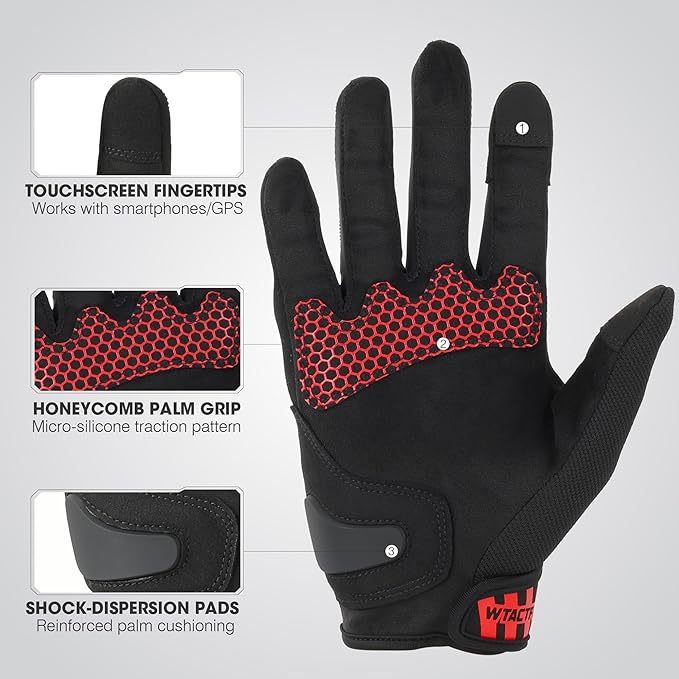 WTACTFUL Lightweight Motorcycle Gloves for Men, Touchscreen Summer Breathable Gloves for Motocross Casual Riding