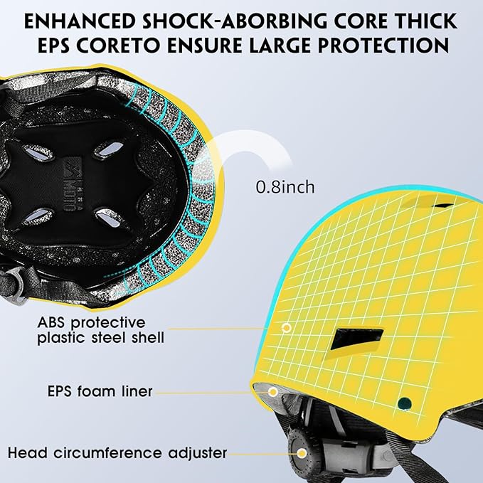 Skateboard Helmet for Adults - Adjustable Certified Safety Adults Helmet for Skateboarding Bike Bicycle Scooter Cycling Skate Skating Multisport Helmets for Women Men Boys Girls Kids Youth